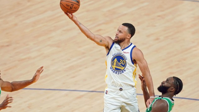 Golden State Warriors guard Stephen Curry, Boston Celtics guard Jaylen Brown