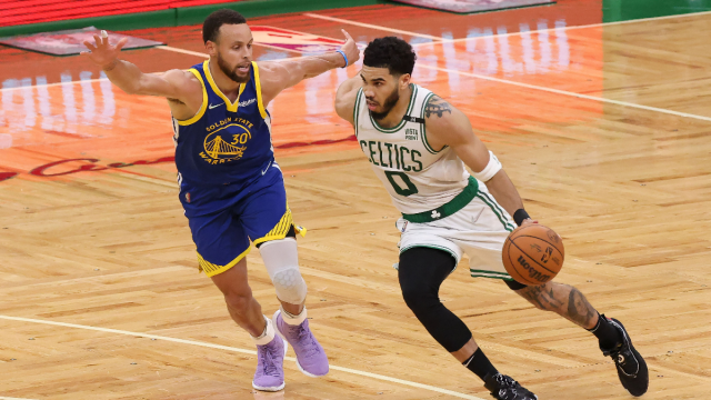 Golden State Warriors guard Stephen Curry and Boston Celtics forward Jayson Tatum
