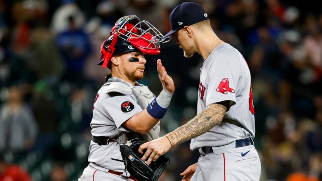 Boston Red Sox pitcher Tanner Houck and catcher Christian Vasquez
