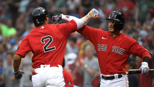 Boston Red Sox shortstop Xander Bogaerts and second baseman Trevor Story