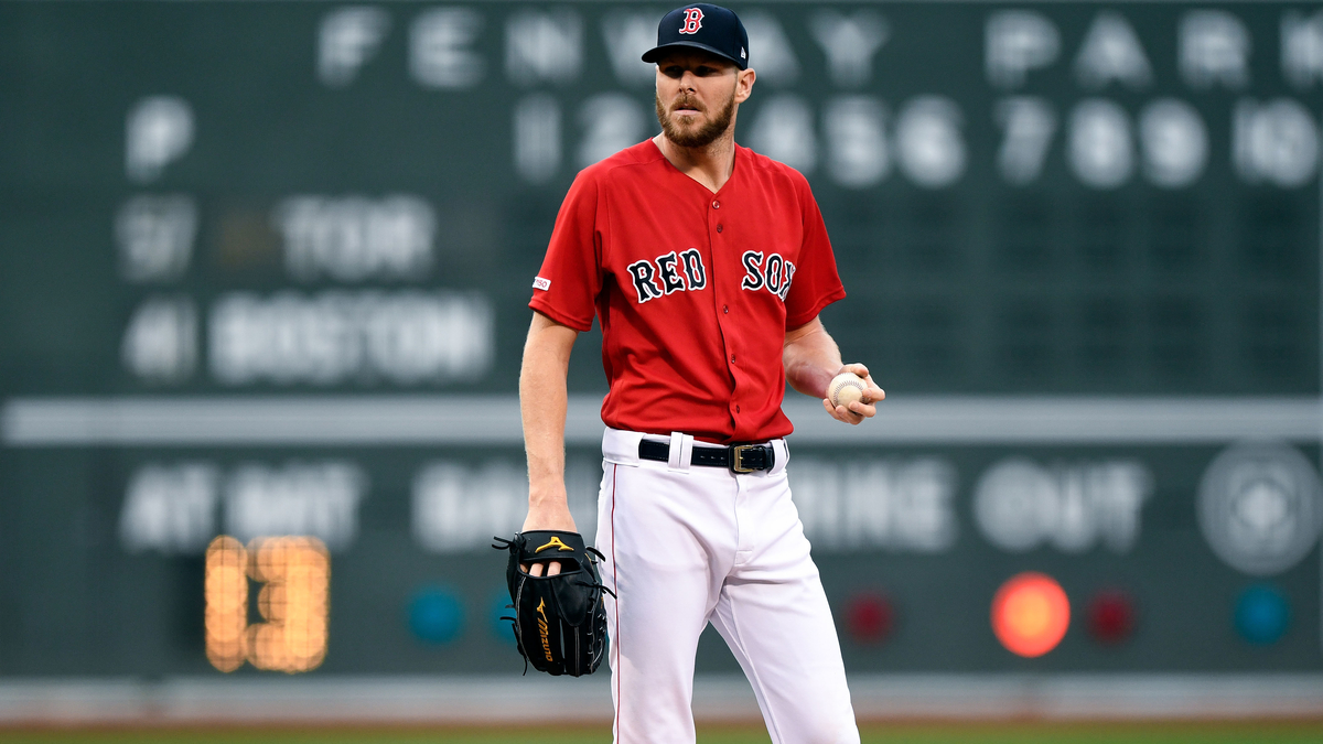 Chris Sale throws batting practice at Fenway Park