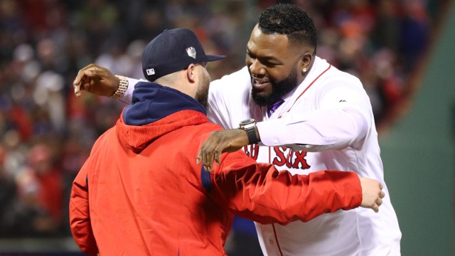 Boston Red Sox hall of famers David Ortiz and Dustin Pedroia