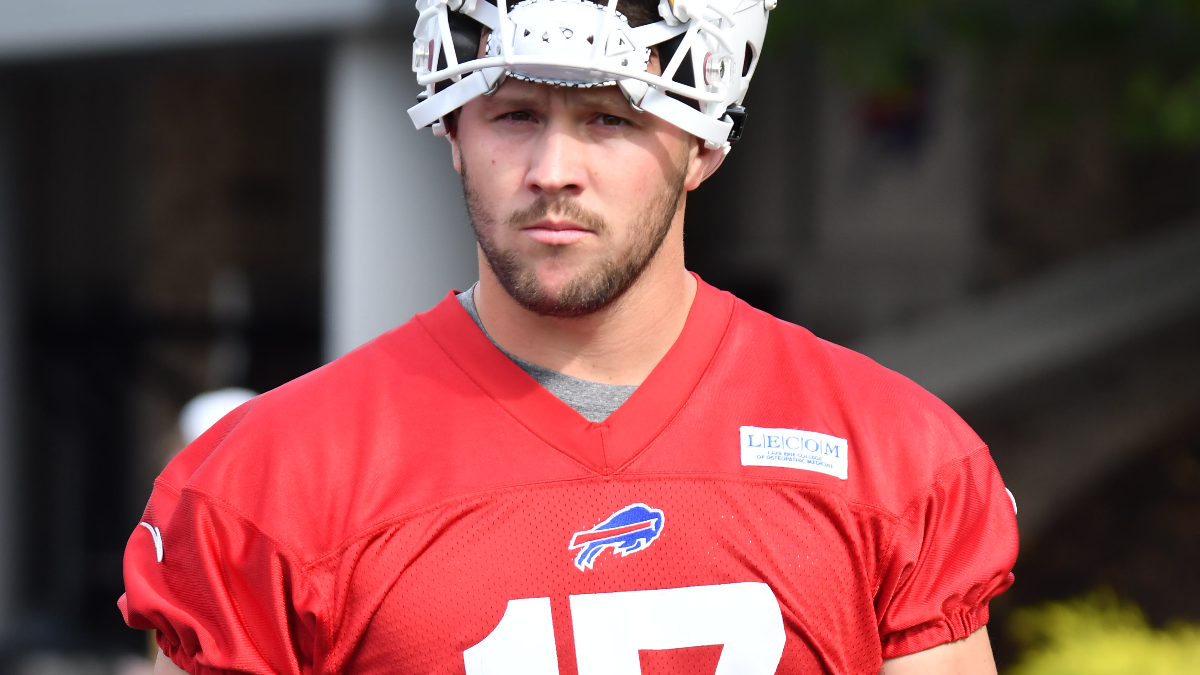 Bills training camp: Josh Allen wears throwback red helmets