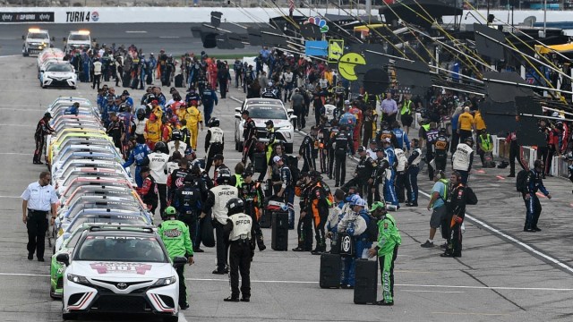 general view of cars for Ambetter 301 at New Hampshire Motor Speedway