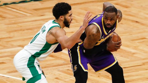 Los Angeles Lakers forward LeBron James, Boston Celtics forward Jayson Tatum