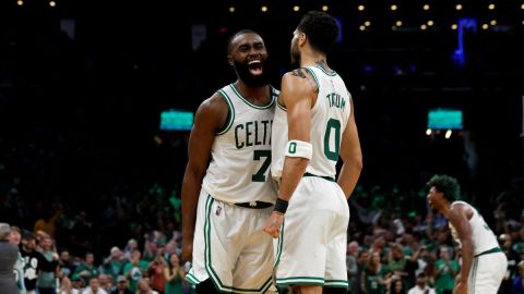 Boston Celtics forwards Jaylen Brown and Jayson Tatum