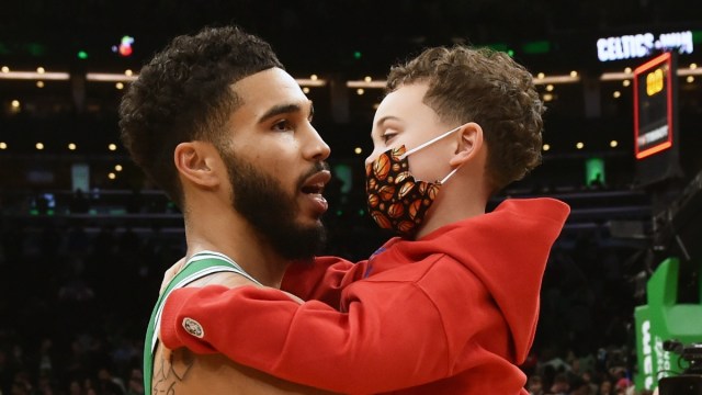Boston Celtics forward Jayson Tatum and his son Deuce