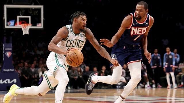 Brooklyn Nets forward Kevin Durant and Boston Celtics guard Marcus Smart