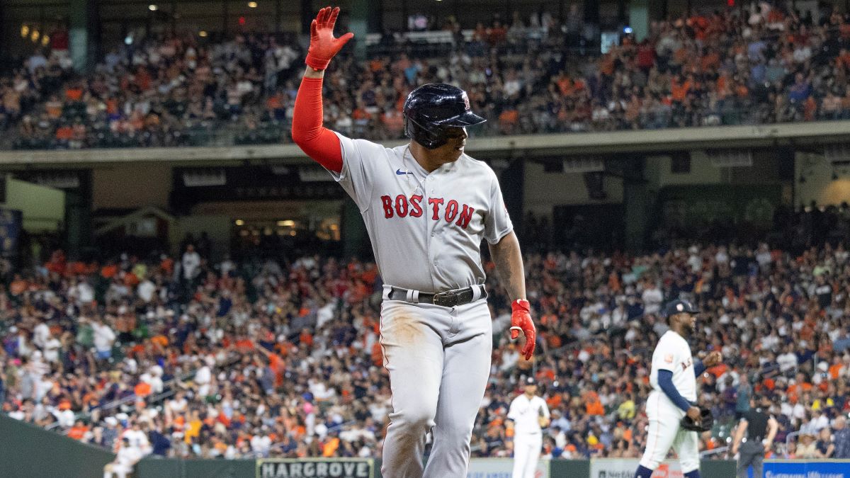 Rafael Devers, Boston Red Sox slugger, takes batting practice at