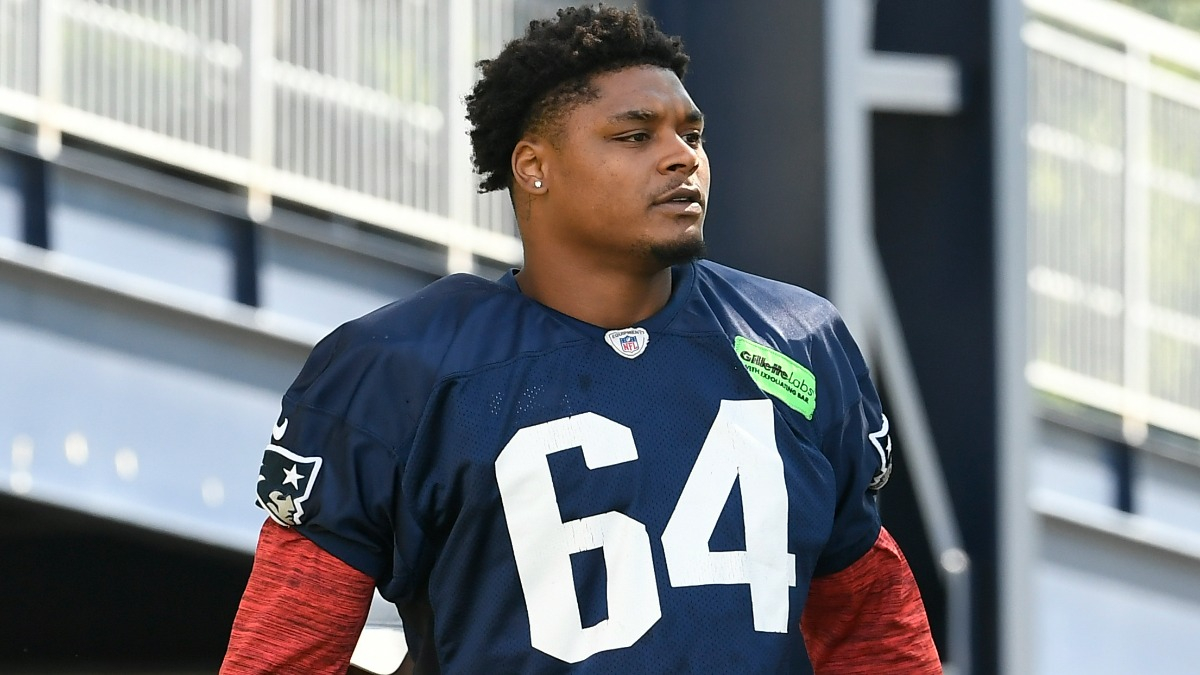 New England Patriots defensive end DaMarcus Mitchell warms up prior to an  NFL football game between the Indianapolis Colts and the New England  Patriots, Sunday, Nov. 6, 2022, in Foxborough, Mass. (AP