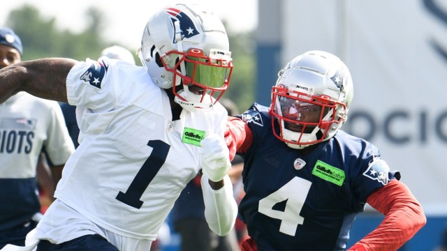New England Patriots players DeVante Parker and Malcolm Butler