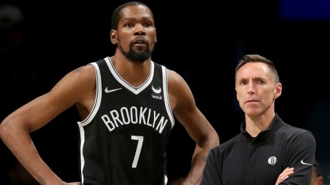 Brooklyn Nets forward Kevin Durant and head coach Steve Nash
