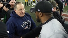 New England Patriots head coach Bill Belichick and Pittsburgh Steelers head coach Mike Tomlin