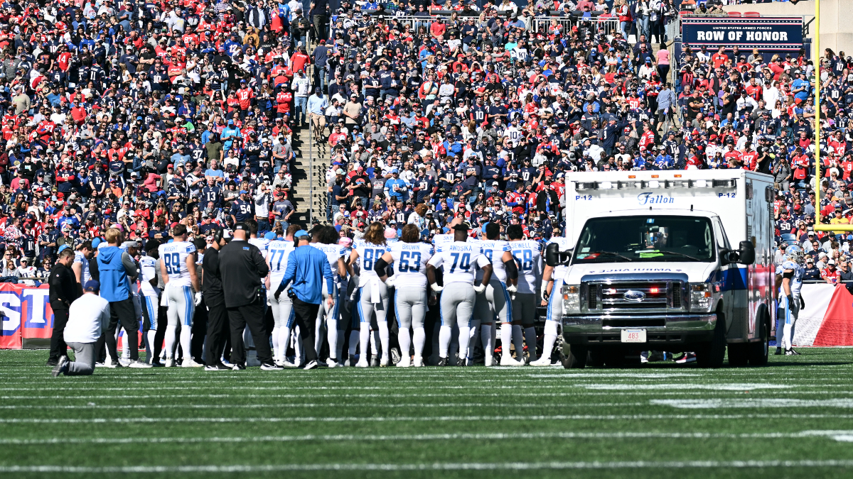 Coach gives update on Lions player taken off in ambulance vs. Patriots 