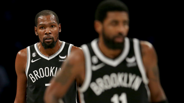 Brooklyn Nets forward Kevin Durant and guard Kyrie Irving