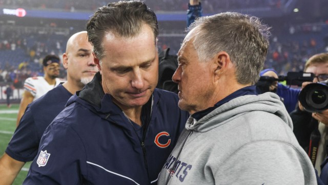 Chicago Bears head coach Matt Eberflus and New England Patriots head coach Bill Belichick