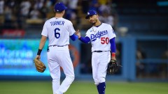 Los Angeles Dodgers outfielder Mookie Betts and shortstop Trea Turner