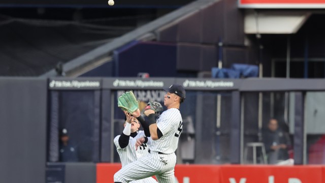New York Yankees center fielder Harrison Bader, right fielder Aaron Judge