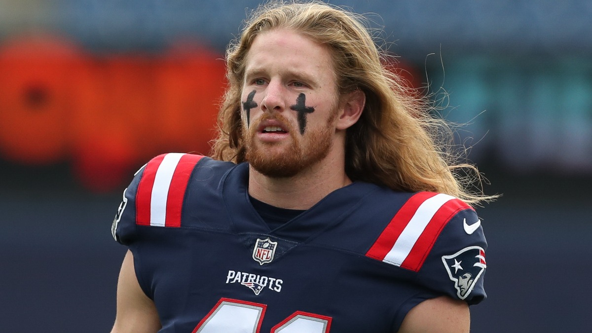 New England Patriots safety Brenden Schooler (41) wears a Salute