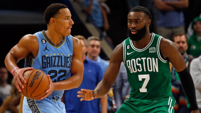 Memphis Grizzlies guard Desmond Bane, Boston Celtics guard Jaylen Brown