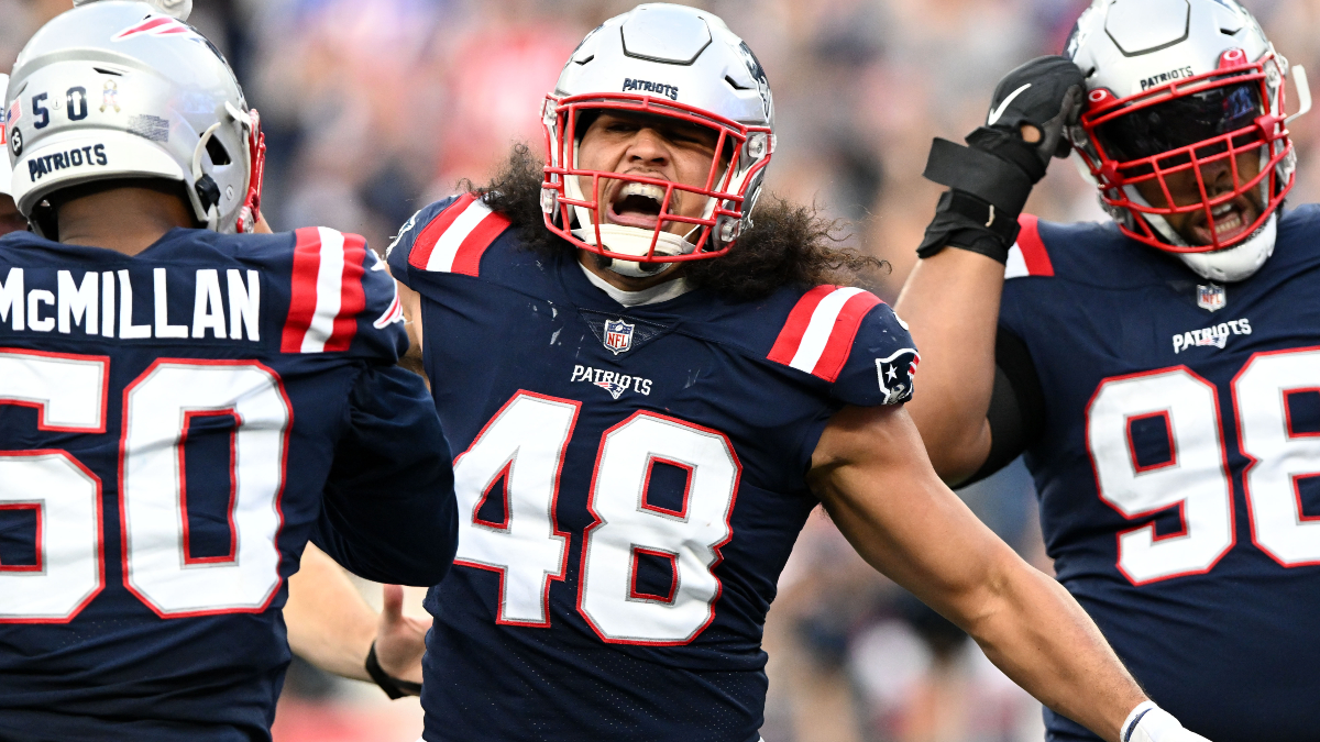 New England Patriots linebacker Jahlani Tavai (48) looks on during the  second half of an NFL football game against the Buffalo Bills on Sunday,  Jan. 8, 2023, in Orchard Park, N.Y. (AP