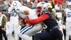 New England Patriots linebacker Matthew Judon, Indianapolis Colts quarterback Sam Ehlinger