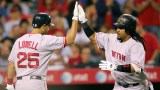 Boston Red Sox third baseman Mike Lowell, designated hitter Manny Ramirez