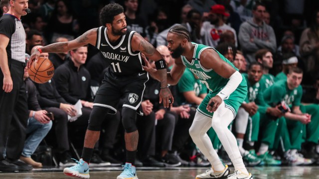 Brooklyn Nets guard Kyrie Irving, Boston Celtics guard Jaylen Brown
