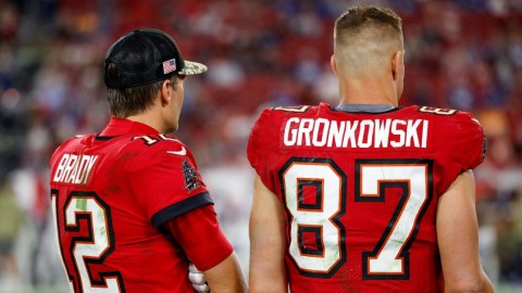 Tampa Bay Buccaneers quarterback Tom Brady and former tight end Rob Gronkowski