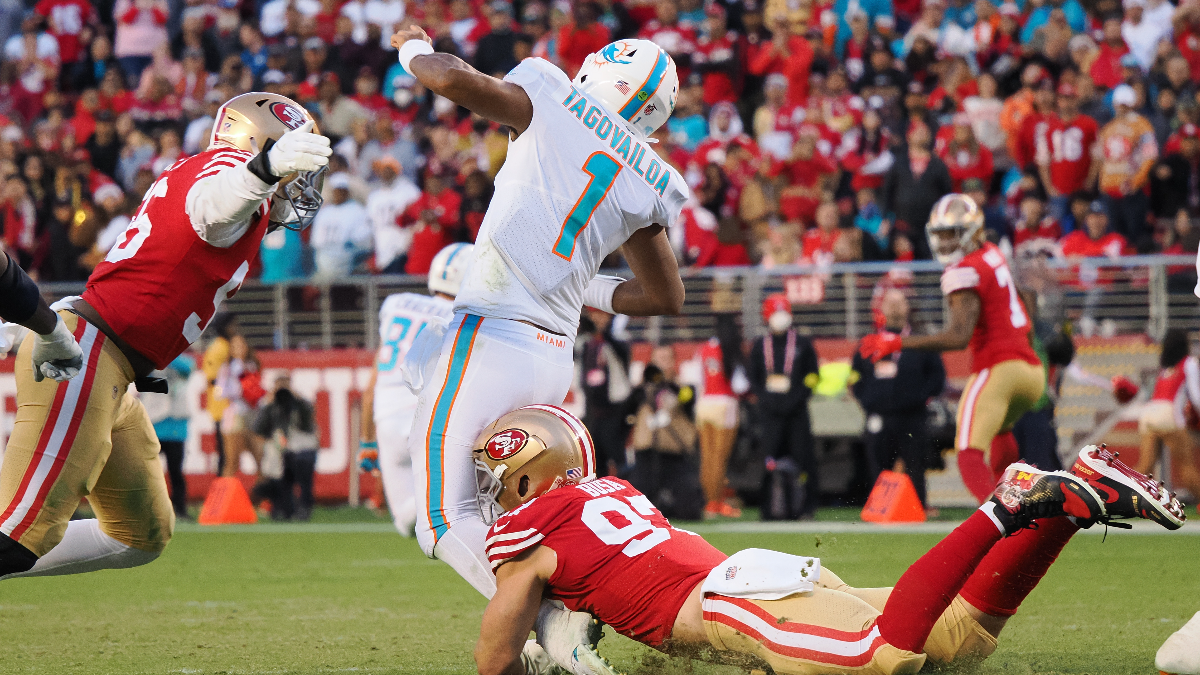 Tua Tagovailoa injury: Dolphins QB suffers ankle injury in Week 13 loss to  49ers - DraftKings Network