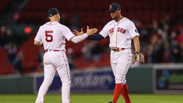 Boston Red Sox shortstop Kiké Hernández and San Diego Padres shortstop Xander Bogaerts