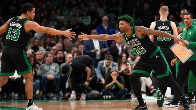 Boston Celtics guards Malcolm Brogdon and Marcus Smart