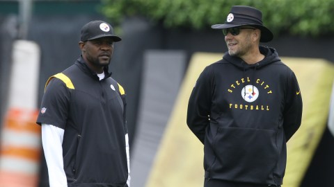 Pittsburgh Steelers senior defensive assistant Brian Flores, offensive coordinator Mat Canada