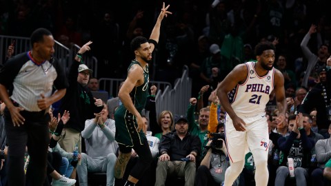 Boston Celtics forward Jayson Tatum, Philadelphia 76ers center Joel Embiid
