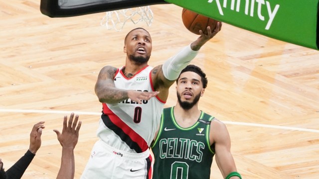 Portland Trail Blazers guard Damian Lillard, Boston Celtics forward Jayson Tatum