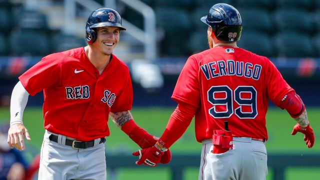 Boston Red Sox outfielders Jarren Duran, Alex Verdugo