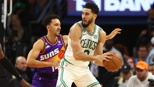 Boston Celtics forward Jayson Tatum and Phoenix Suns guard Landry Shamet