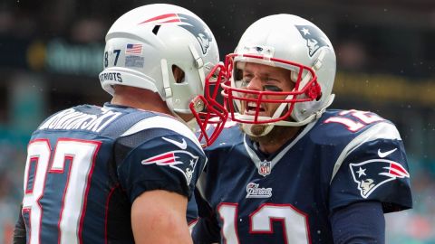 Former New England Patriots teammates Rob Gronkowski and Tom Brady