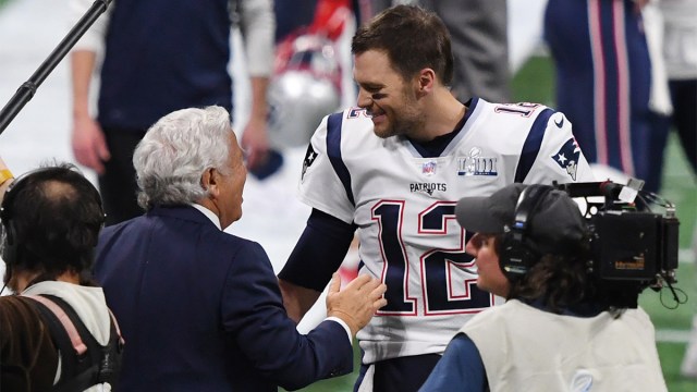 Former New England Patriots quarterback Tom Brady and New England Patriots owner Robert Kraft