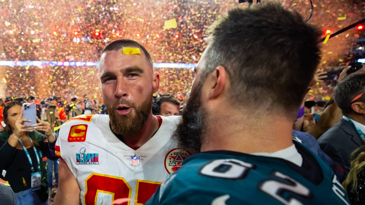 Eagles' Jason Kelce reveals message to emotional brother Travis after Super  Bowl