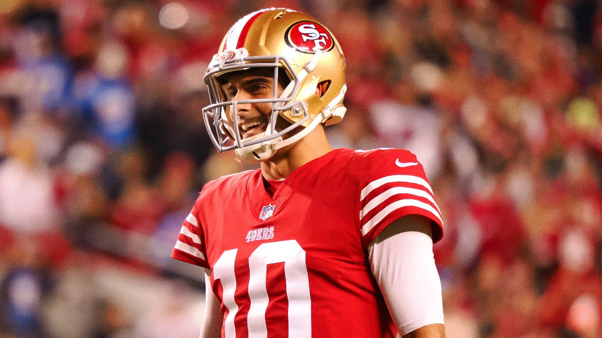 49ers' Jimmy Garoppolo kicks off Sharks-Knights playoff game