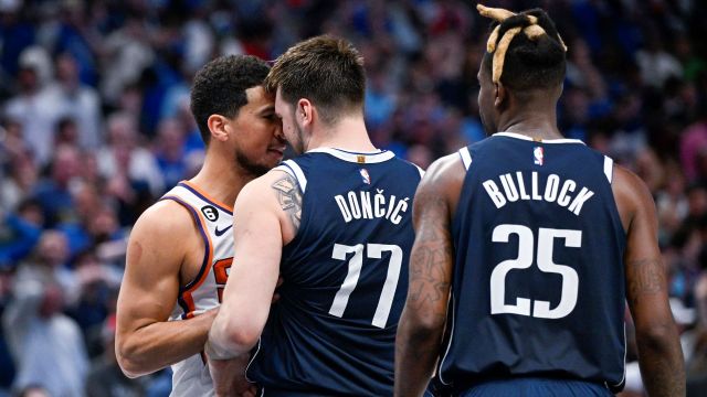 Phoenix Suns guard Devin Booker and Dallas Mavericks guard Luka Doncic