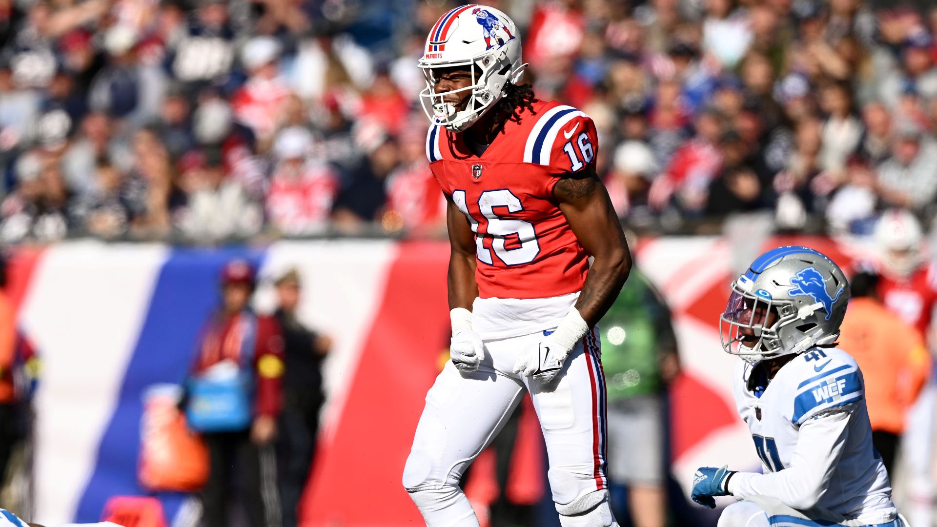 New England Patriots wide receiver Jakobi Meyers (16) runs a route