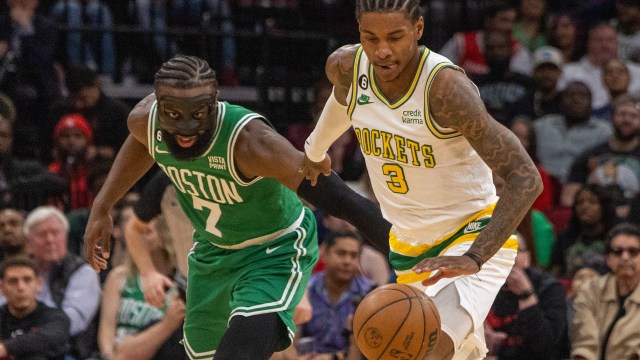 Boston Celtics guard Jaylen Brown and Houston Rockets guard Kevin Porter Jr.