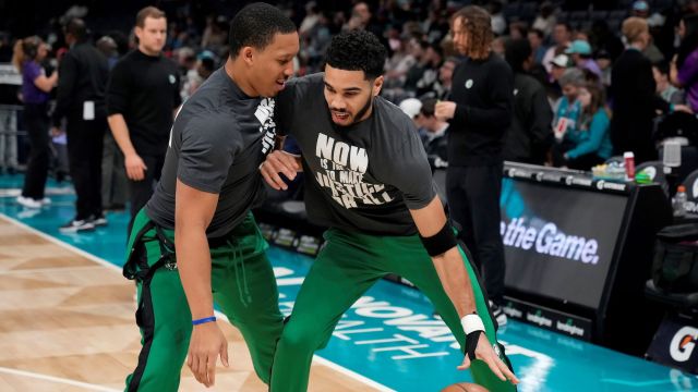 Boston Celtics teammates Jayson Tatum and Grant Williams