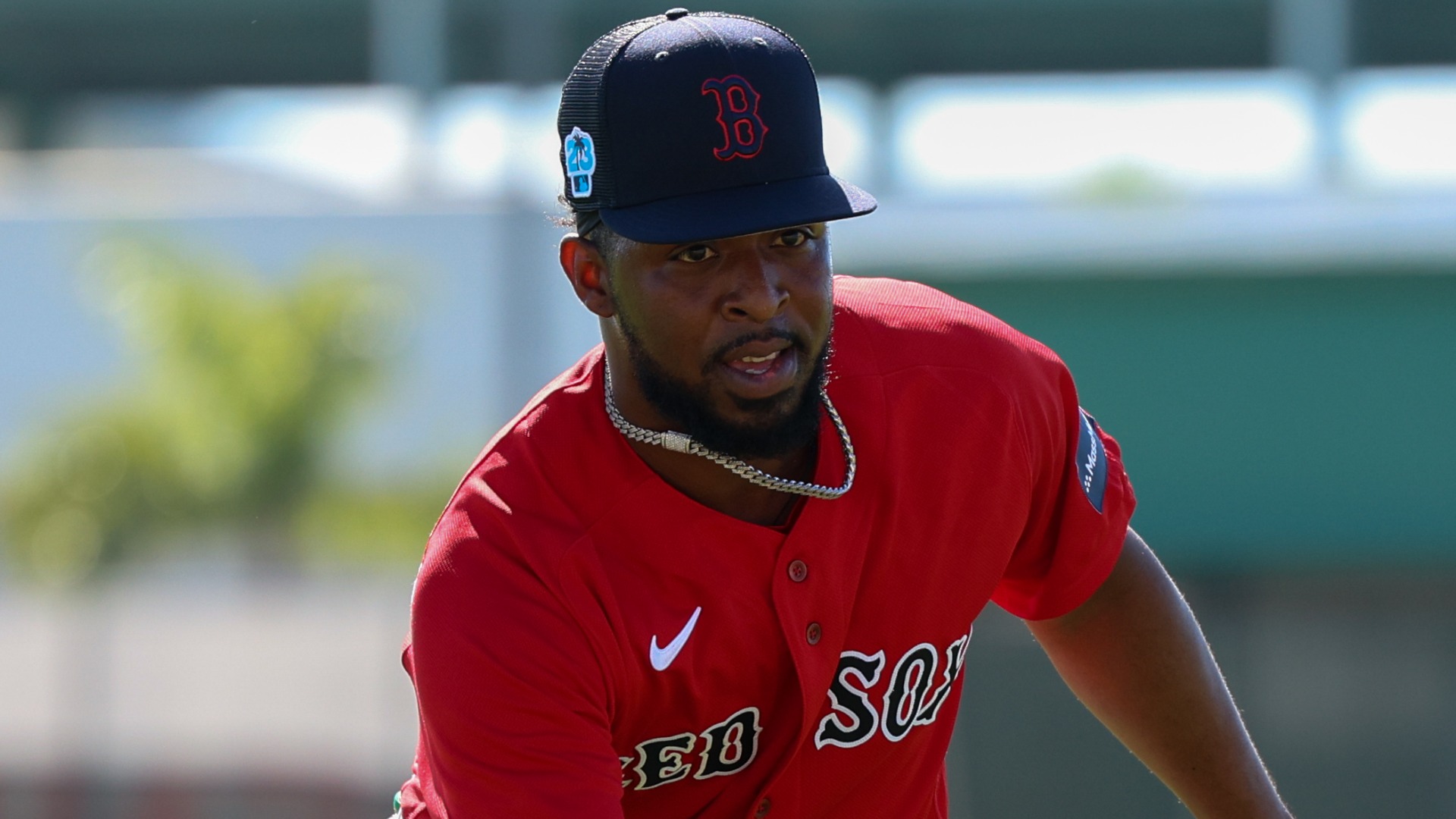 Oddanier Mosqueda and Joely Rodriguez of the Boston Red Sox pose