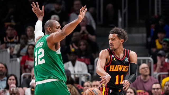 Boston Celtics forward Al Horford and Atlanta Hawks guard Trae Young