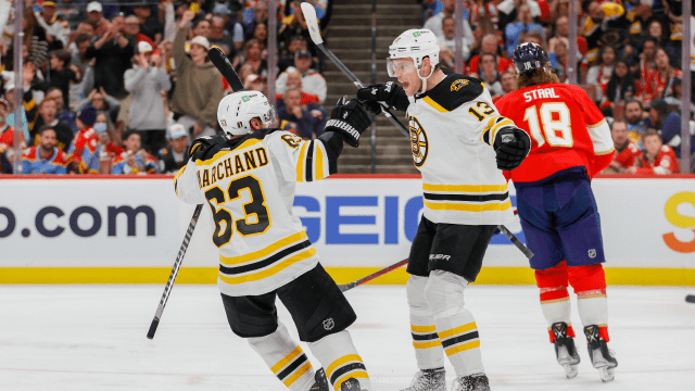 Boston Bruins left wing Brad Marchand and center Charlie Coyle