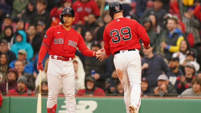 Boston Red Sox infielder Christian Arroyo and outfielder Masataka Yoshida