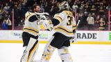 Boston Bruins goalies Jeremy Swayman and Linus Ullmark